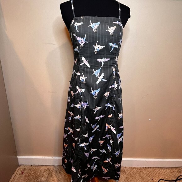 Free People Midi Dress Parrot Size 6 Sunshine of Your Love Printed A-Line Dress - Picture 5 of 16